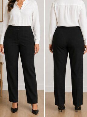 Claire France Black Tailored Dress Work Pants Straight Leg Size 18